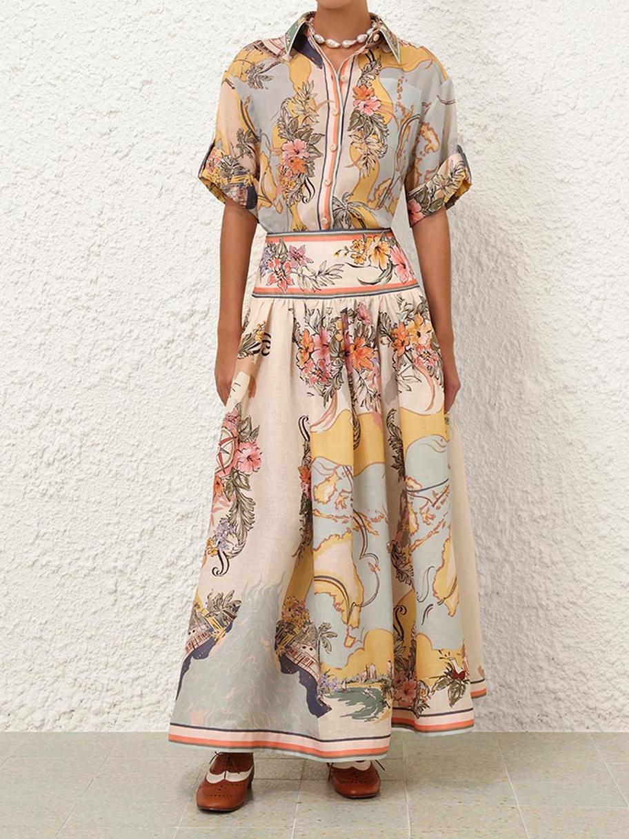 Olga – Spódnica midi w stylu vintage z szeroką talią