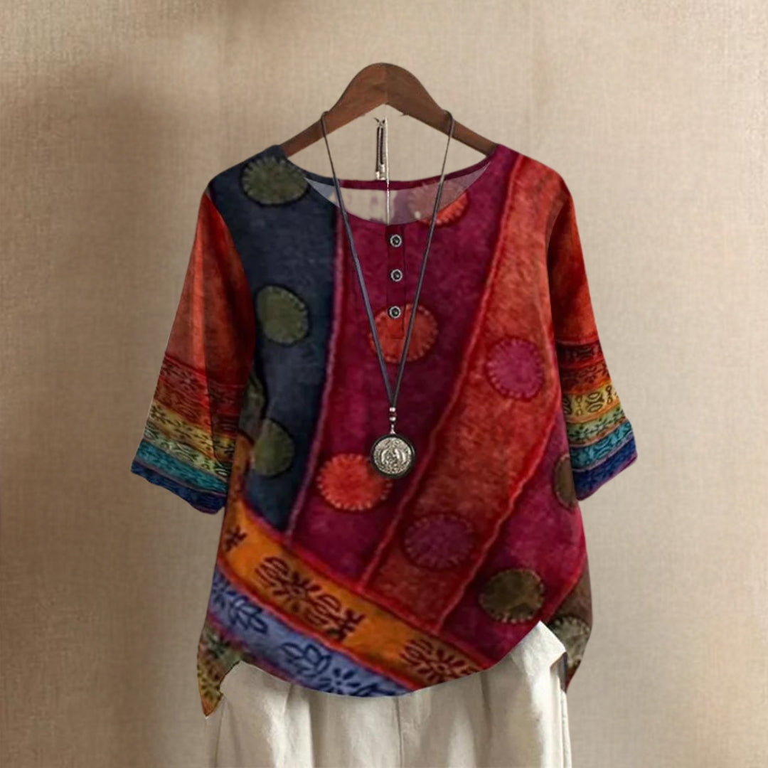 Kazia – Artystyczny top z oddychającej tkaniny