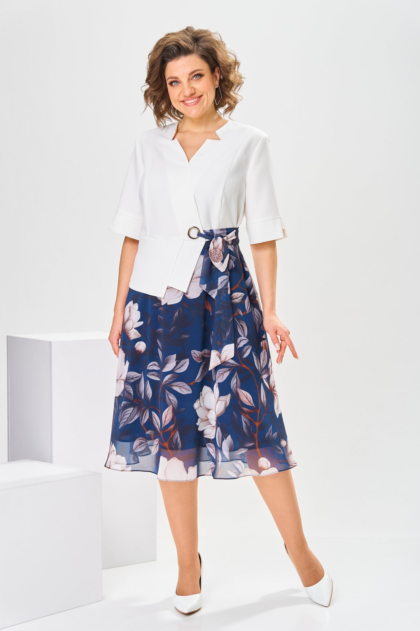 Marta - Wysokiej jakości sukienka z bawełny i jedwabiu