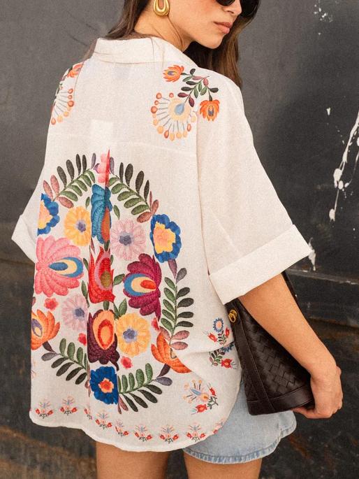 Ligia – Letnia koszula z kwiatowym nadrukiem