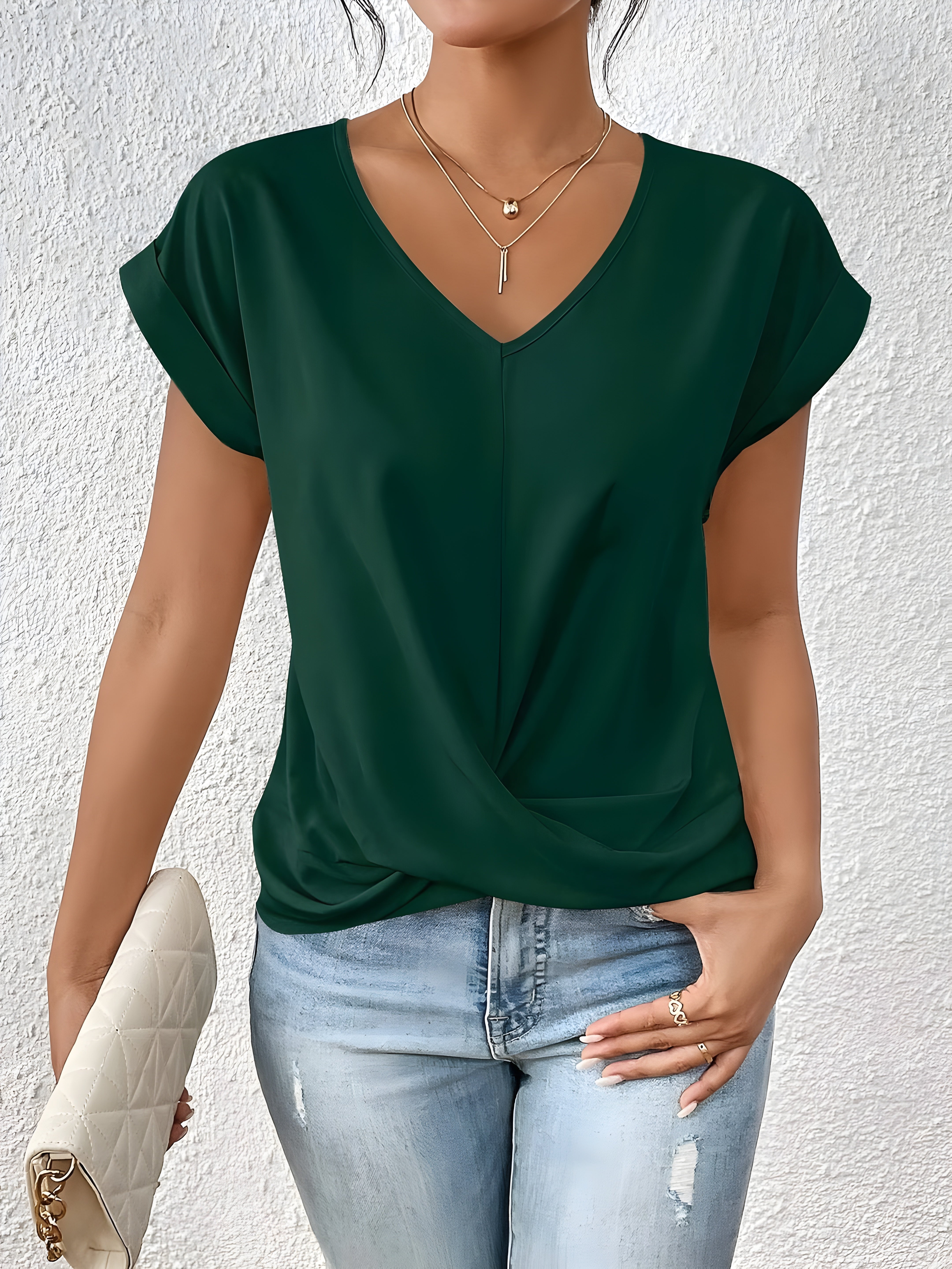 Ziva™ | Casual T-shirt z dekoltem w serek