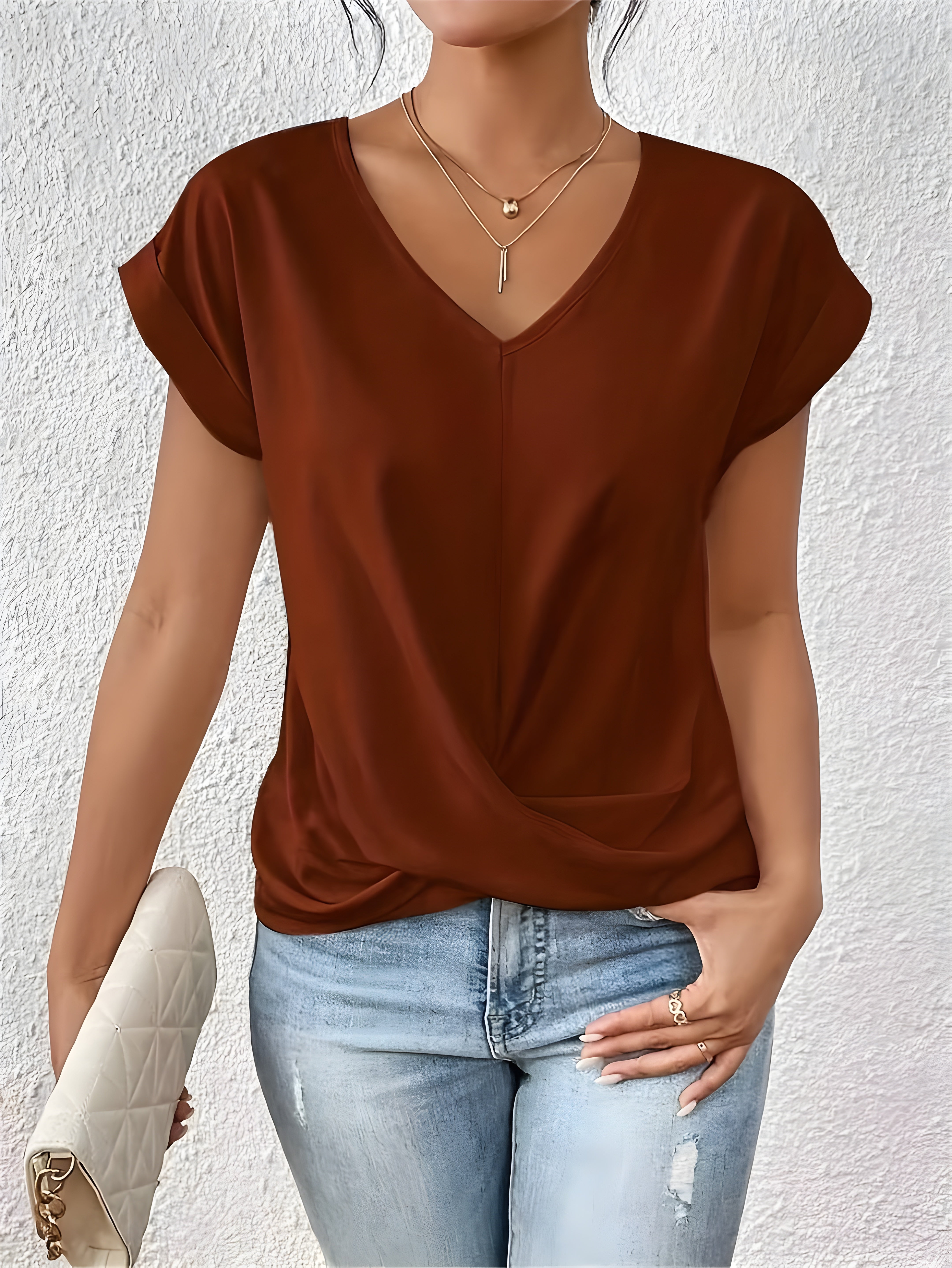 Ziva™ | Casual T-shirt z dekoltem w serek