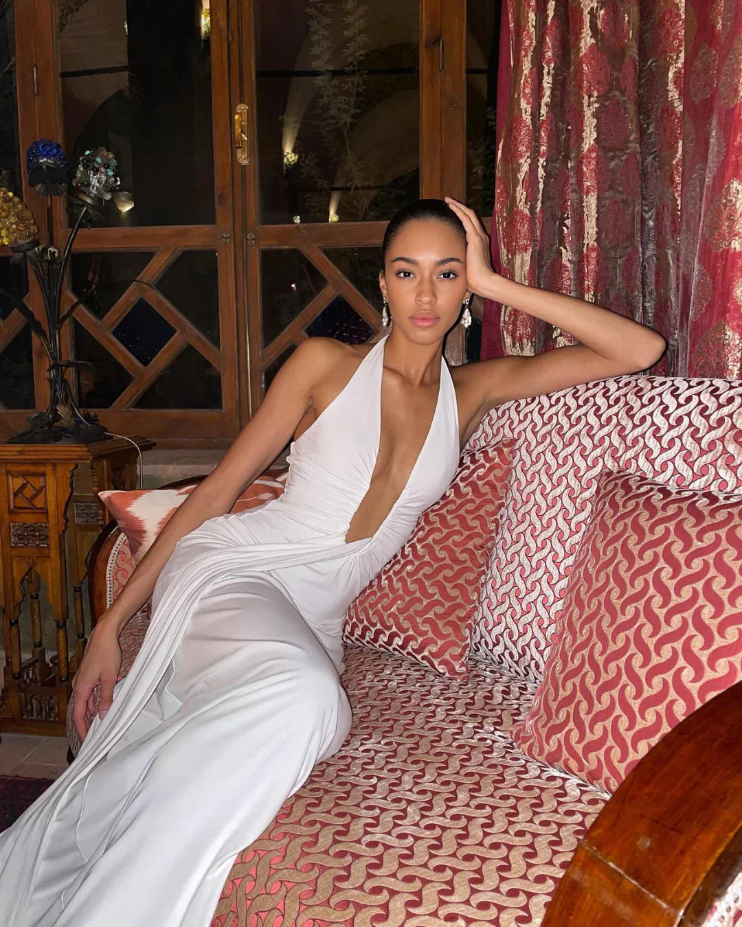 Dobrosia – Sukienka maxi z drapowaniem z tkaniny cupro