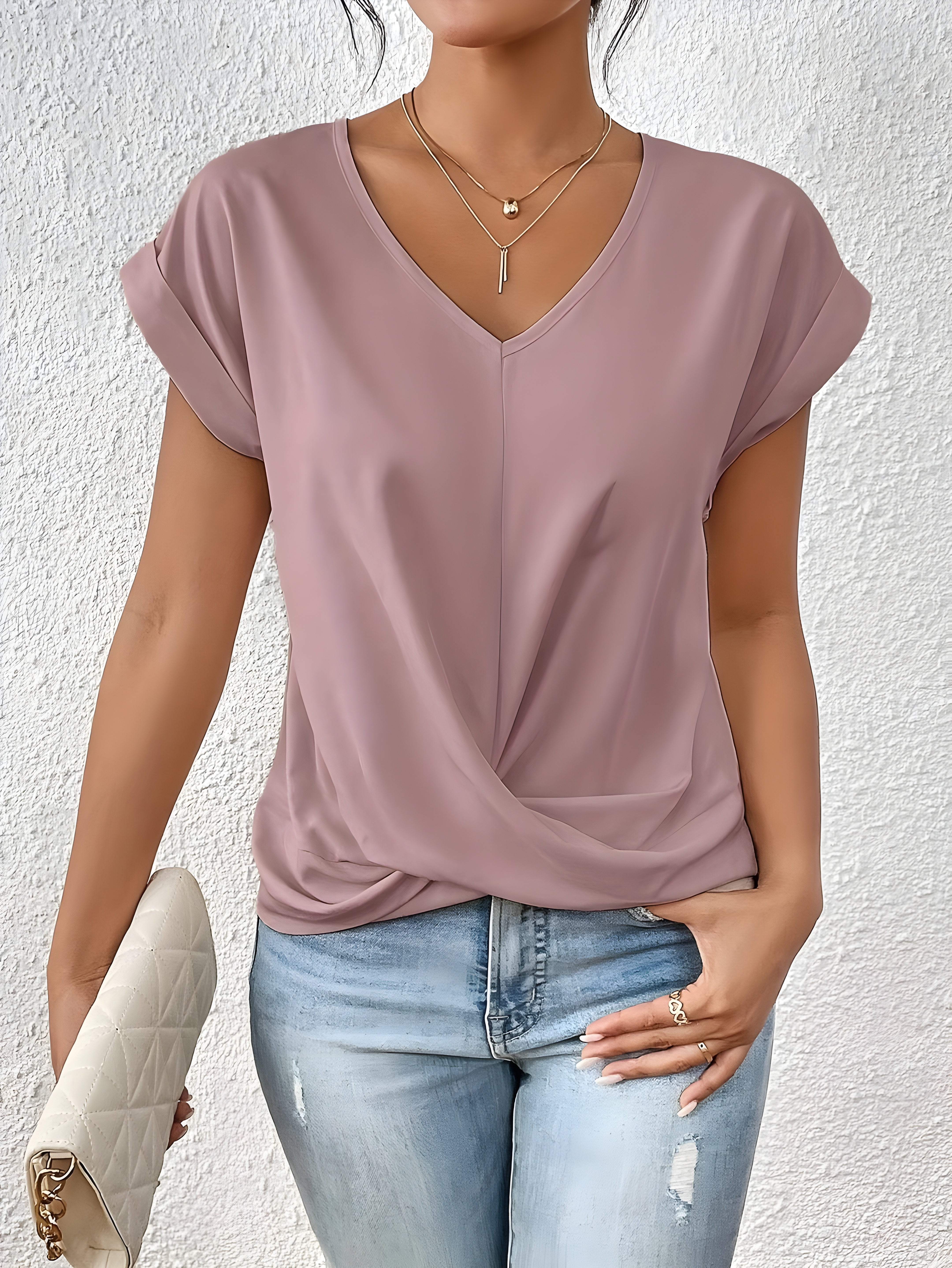 Ziva™ | Casual T-shirt z dekoltem w serek