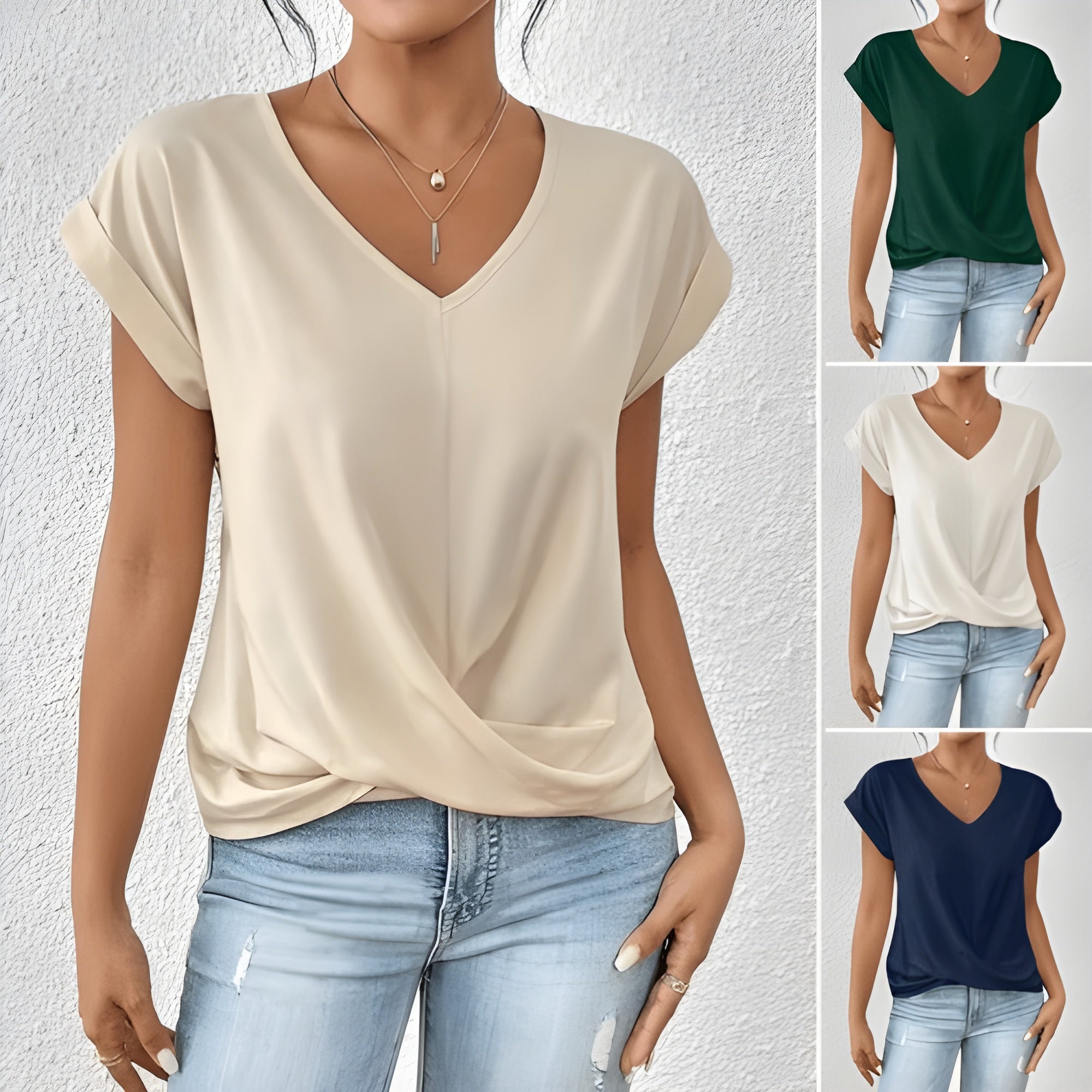 Ziva™ | Casual T-shirt z dekoltem w serek