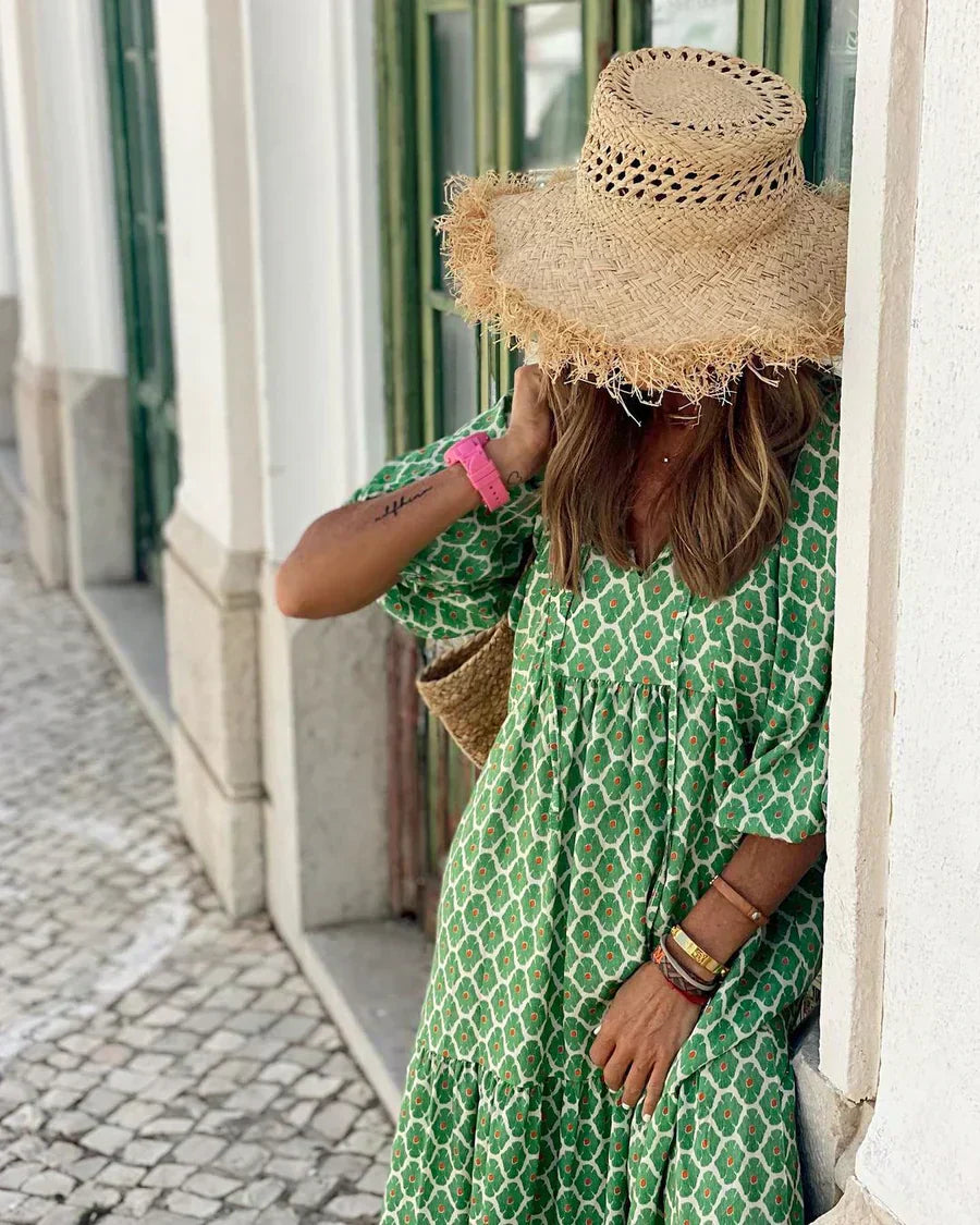 Velaria – Letnia sukienka boho maxi z dekoltem w serek