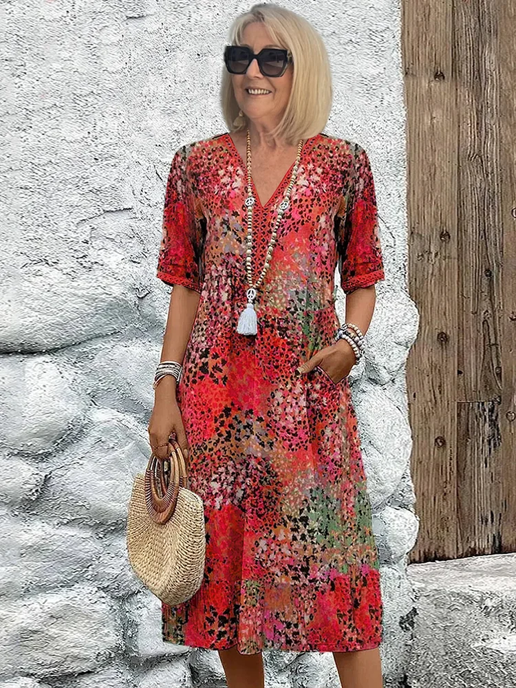 Ingrid™ | Komfortowa midi sukienka w żywych kolorach