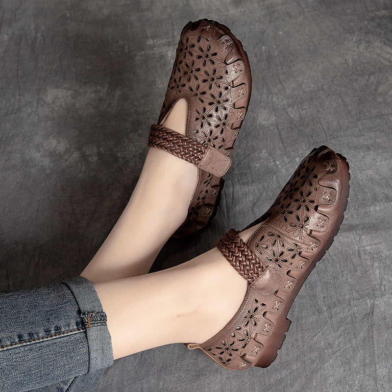 Lunaria - Wygodne płaskie buty ze skóry bydlęcej dla kobiet