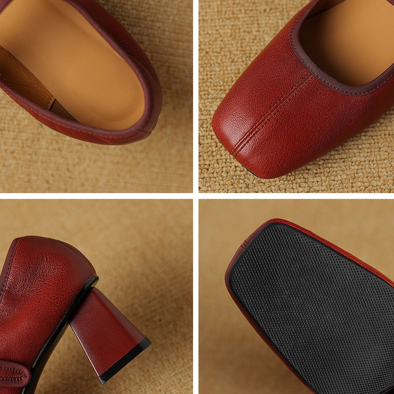 Desna - Nowoczesne buty na grubym obcasie w stylu francuskim